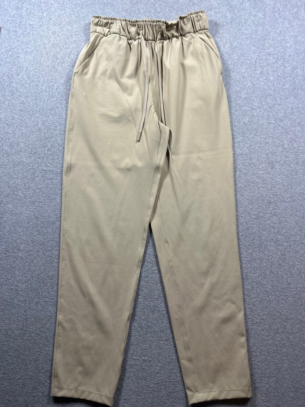 Lululemon Tapered Pants Women's Size 4 Beige Paperbag Elastic Drawstring Waist